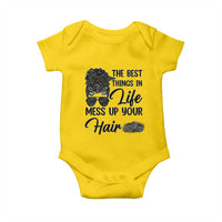 Funny Biker Woman Baby Onesie The Best Things In Life Mess Up Your Hair - Wonder Print Shop