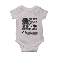 Funny Biker Woman Baby Onesie The Best Things In Life Mess Up Your Hair - Wonder Print Shop