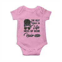 Funny Biker Woman Baby Onesie The Best Things In Life Mess Up Your Hair - Wonder Print Shop