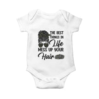 Funny Biker Woman Baby Onesie The Best Things In Life Mess Up Your Hair - Wonder Print Shop