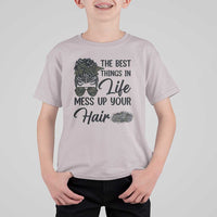Funny Biker Woman T Shirt For Kid The Best Things In Life Mess Up Your Hair - Wonder Print Shop