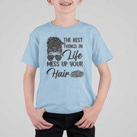 Funny Biker Woman T Shirt For Kid The Best Things In Life Mess Up Your Hair - Wonder Print Shop