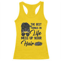 Funny Biker Woman Racerback Tank Top The Best Things In Life Mess Up Your Hair - Wonder Print Shop