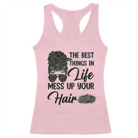 Funny Biker Woman Racerback Tank Top The Best Things In Life Mess Up Your Hair - Wonder Print Shop