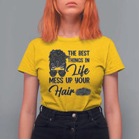 Funny Biker Woman T Shirt For Women The Best Things In Life Mess Up Your Hair - Wonder Print Shop