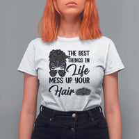 Funny Biker Woman T Shirt For Women The Best Things In Life Mess Up Your Hair - Wonder Print Shop