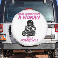 Funny Biker Woman Spare Tire Cover Never Underestimate A Women On A Motorcycle - Wonder Print Shop
