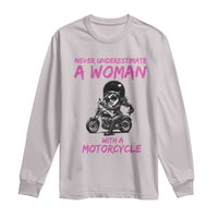 Funny Biker Woman Long Sleeve Shirt Never Underestimate A Women On A Motorcycle - Wonder Print Shop