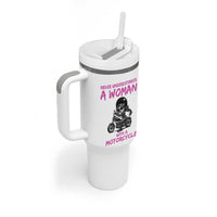 Funny Biker Woman Tumbler With Handle Never Underestimate A Women On A Motorcycle
