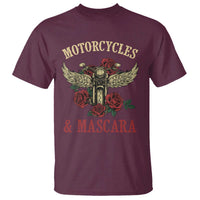 Motorcycle Women Biker T Shirt Motorcycles And Mascara Roses - Wonder Print Shop