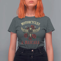 Motorcycle Women Biker T Shirt For Women Motorcycles And Mascara Roses - Wonder Print Shop