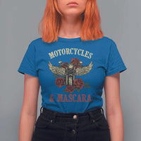Motorcycle Women Biker T Shirt For Women Motorcycles And Mascara Roses - Wonder Print Shop