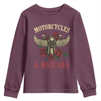 Motorcycle Women Biker Youth Sweatshirt Motorcycles And Mascara Roses - Wonder Print Shop