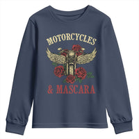 Motorcycle Women Biker Youth Sweatshirt Motorcycles And Mascara Roses - Wonder Print Shop