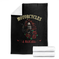 Skeleton Motorcycle Biker Throw Blanket Motorcycles And Mascara Roses - Wonder Print Shop