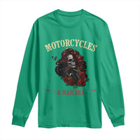 Skeleton Motorcycle Biker Long Sleeve Shirt Motorcycles And Mascara Roses - Wonder Print Shop