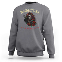 Skeleton Motorcycle Biker Sweatshirt Motorcycles And Mascara Roses - Wonder Print Shop