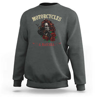 Skeleton Motorcycle Biker Sweatshirt Motorcycles And Mascara Roses - Wonder Print Shop
