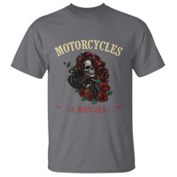 Skeleton Motorcycle Biker T Shirt Motorcycles And Mascara Roses - Wonder Print Shop