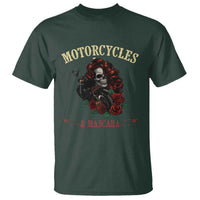 Skeleton Motorcycle Biker T Shirt Motorcycles And Mascara Roses - Wonder Print Shop