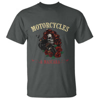 Skeleton Motorcycle Biker T Shirt Motorcycles And Mascara Roses - Wonder Print Shop