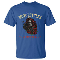 Skeleton Motorcycle Biker T Shirt Motorcycles And Mascara Roses - Wonder Print Shop