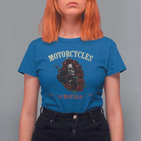 Skeleton Motorcycle Biker T Shirt For Women Motorcycles And Mascara Roses - Wonder Print Shop