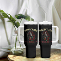 Skeleton Motorcycle Biker Tumbler With Handle Motorcycles And Mascara Roses
