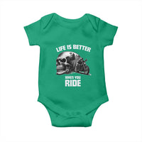 Funny Biker Skeleton Motorcycle Rider Baby Onesie Life Is Better When You Ride - Wonder Print Shop