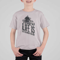 Funny Motorcycle Biker T Shirt For Kid Life Is Better When You Ride - Wonder Print Shop