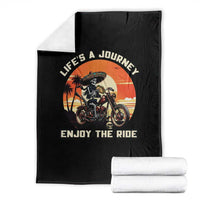 Funny Skeleton Mexican Motorcycle Biker Throw Blanket Life Is A Journey Enjoy the Ride - Wonder Print Shop