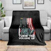 Turn The Volume Up Throw Blanket Statue of Liberty Patriotic American Flag - Wonder Print Shop