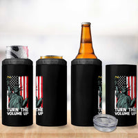 Turn The Volume Up 4 in 1 Can Cooler Tumbler Statue of Liberty Patriotic American Flag - Wonder Print Shop