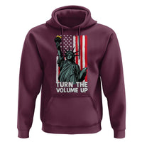 Turn The Volume Up Hoodie Statue of Liberty Patriotic American Flag - Wonder Print Shop