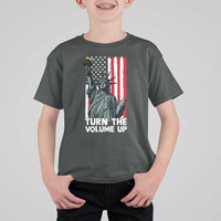Turn The Volume Up T Shirt For Kid Statue of Liberty Patriotic American Flag - Wonder Print Shop
