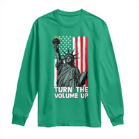Turn The Volume Up Long Sleeve Shirt Statue of Liberty Patriotic American Flag - Wonder Print Shop
