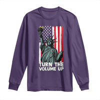 Turn The Volume Up Long Sleeve Shirt Statue of Liberty Patriotic American Flag - Wonder Print Shop