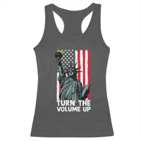 Turn The Volume Up Racerback Tank Top Statue of Liberty Patriotic American Flag - Wonder Print Shop