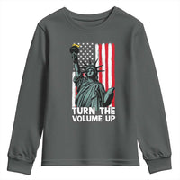Turn The Volume Up Youth Sweatshirt Statue of Liberty Patriotic American Flag - Wonder Print Shop