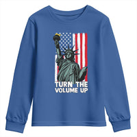 Turn The Volume Up Youth Sweatshirt Statue of Liberty Patriotic American Flag - Wonder Print Shop
