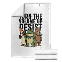Turn The Volume Up Resist Throw Blanket Portland Frog Bear Penguin Protester - Wonder Print Shop