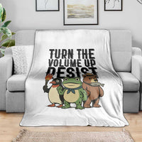 Turn The Volume Up Resist Throw Blanket Portland Frog Bear Penguin Protester - Wonder Print Shop