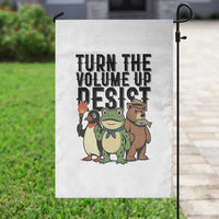 Turn The Volume Up Resist Garden Flag Portland Frog Bear Penguin Protester - Wonder Print Shop