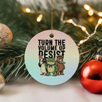 Turn The Volume Up Resist Ceramic Ornament Portland Frog Bear Penguin Protester - Wonder Print Shop