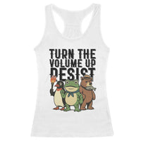 Turn The Volume Up Resist Racerback Tank Top Portland Frog Bear Penguin Protester - Wonder Print Shop