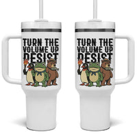 Turn The Volume Up Resist Tumbler With Handle Portland Frog Bear Penguin Protester - Wonder Print Shop