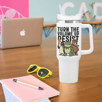 Turn The Volume Up Resist Tumbler With Handle Portland Frog Bear Penguin Protester - Wonder Print Shop