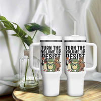 Turn The Volume Up Resist Tumbler With Handle Portland Frog Bear Penguin Protester - Wonder Print Shop