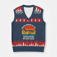 Funny Dad V-Neck Knit Sweater Vest Proud Member Of The Just Resting My Eyes Club - Wonder Print Shop
