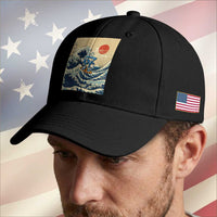 Funny Six Seven Surfing Baseball Cap The Great Wave Kanagawa Japanese 67 Brainrot Meme